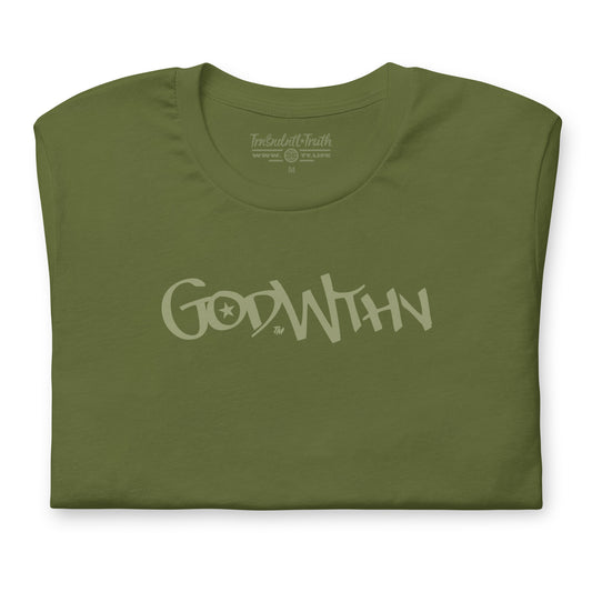 GOD WTHN™ Script | Unisex Ultra-Soft Eco Dreamy Tee | Olive Aura