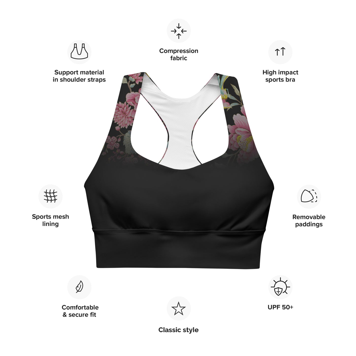 Floral Abundance™ | Women's | Longline Eco Bliss Sports Bra
