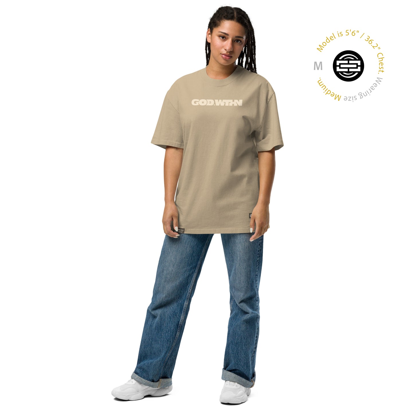 GOD WTHN™ | Unisex Soul-Tough Eco Oversized Tee | Timeless Khaki