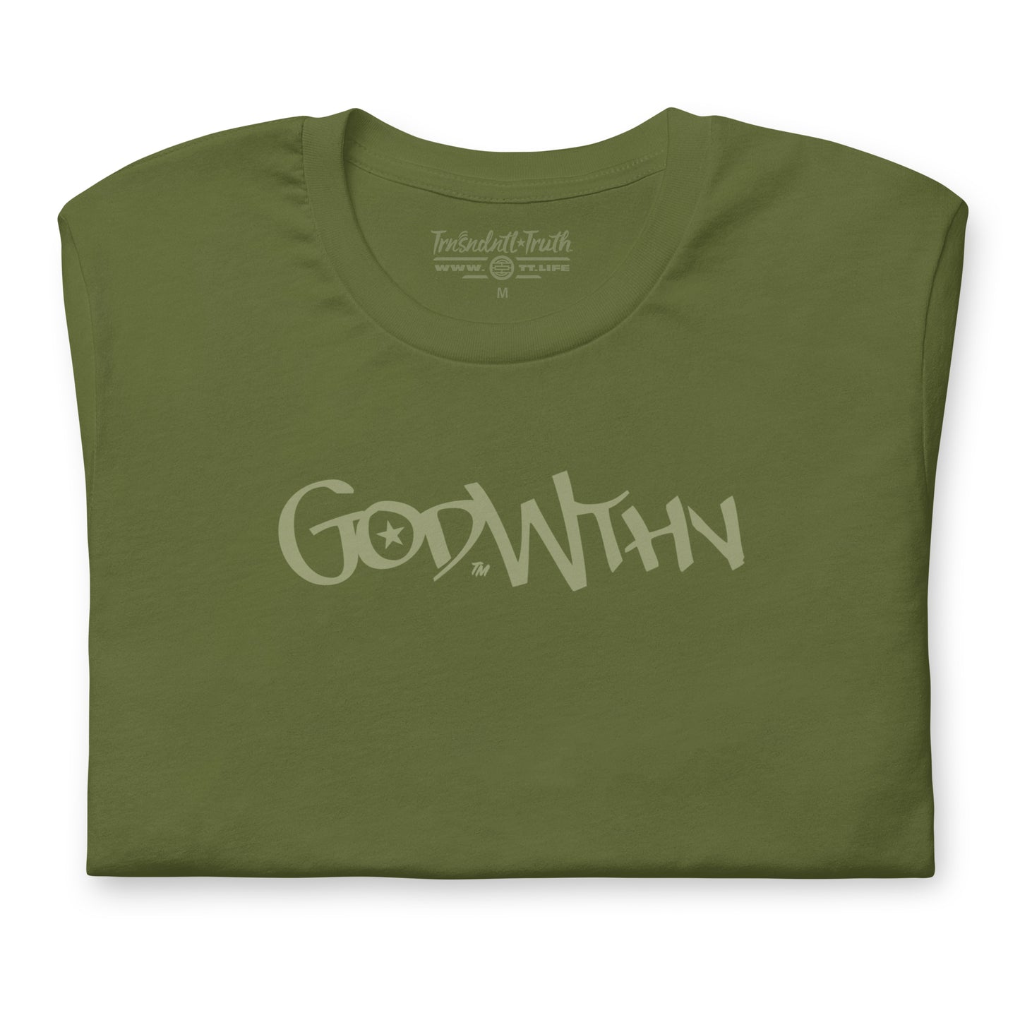 GOD WTHN™ Script | Unisex Ultra-Soft Eco Dreamy Tee | Olive Aura