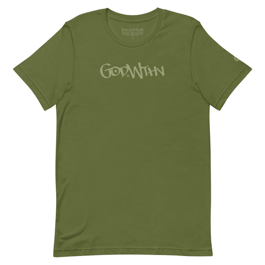 GOD WTHN™ Script | Unisex Ultra-Soft Eco Dreamy Tee | Olive Aura