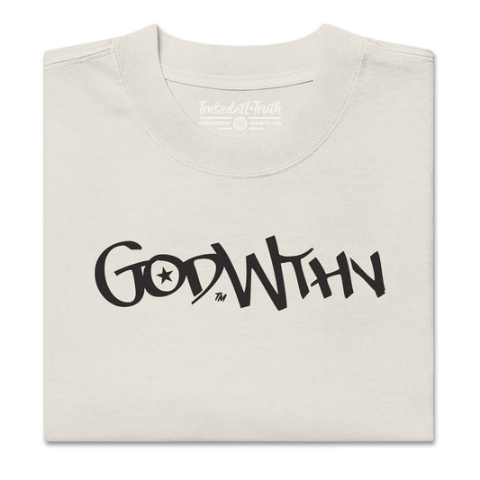 GOD WTHN™ Script | Unisex Soul-Tough Eco Oversized Tee | Sacred Stone