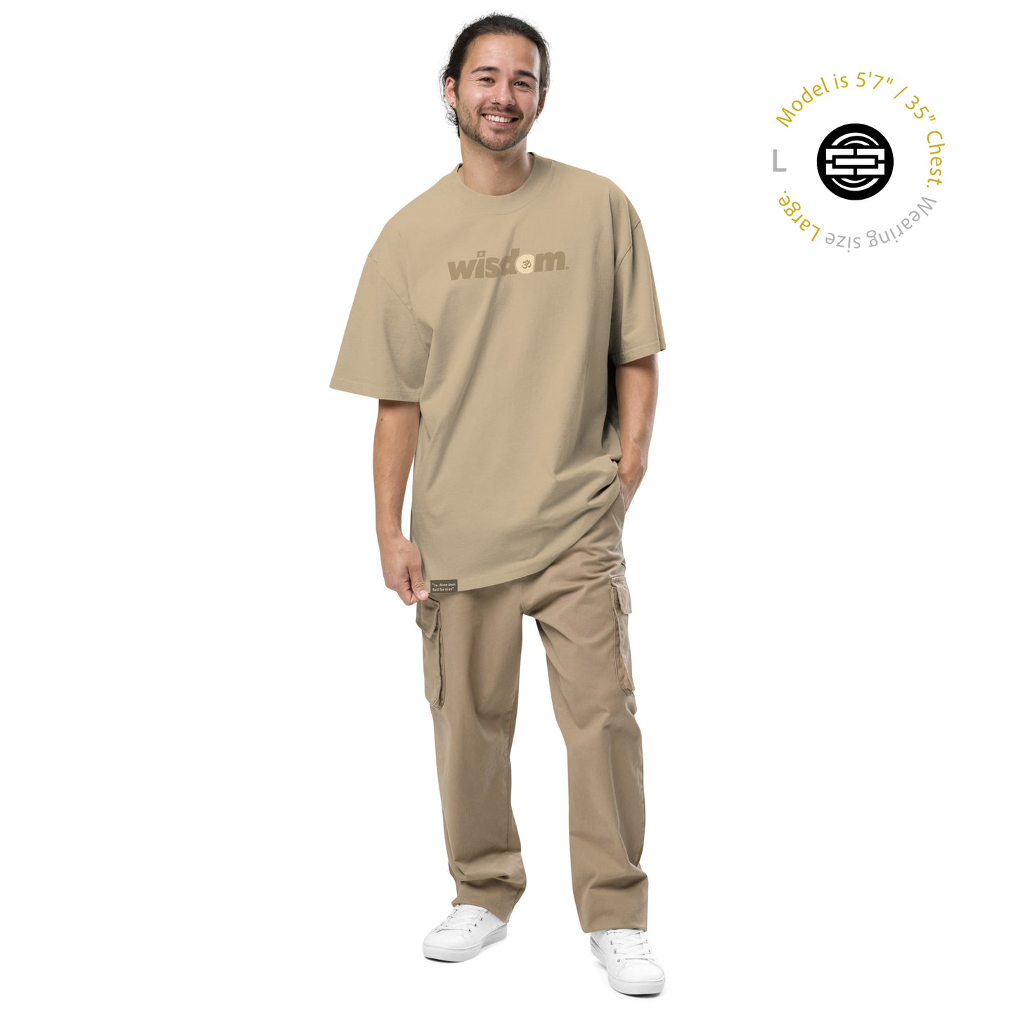 wisdॐm™ | Unisex Soul-Tough Eco Oversized Tee | Timeless Khaki